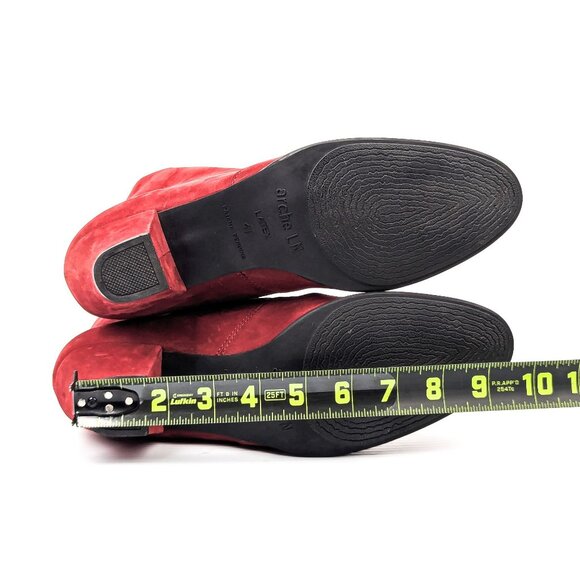 Arche Paris Women Red Garnet Nubuck Zip Heel Fashion Ankle Boots Size 10US EUR41 - Picture 5 of 8